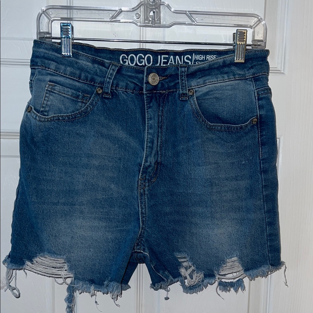 GOGO Dark Blue Distressed Jean Shorts